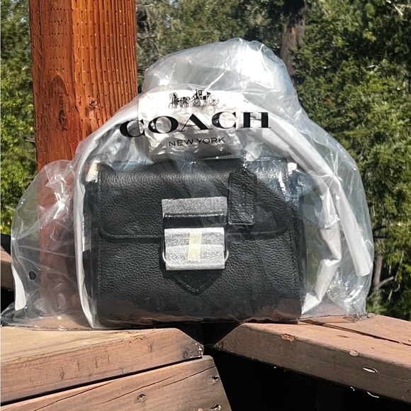 NWT COACH Morgan Top Handle Satchel CF321 in Blk Snake Embossed & Pebble Leather - Picture 1 of 10